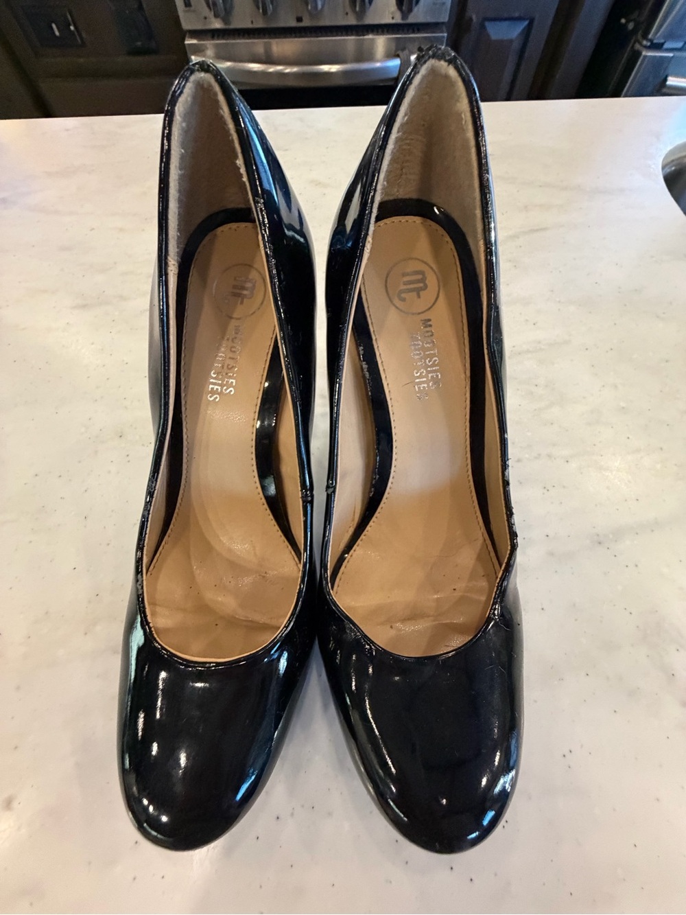 Matisse Black Patent Round-Toe High Heels